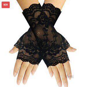 Short Lace Fingerless Gloves for Women Evening Wedding Party Prom